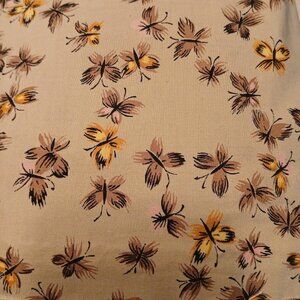 New RECYCLED COTTONS Fabric by half yard Flitter Flies Brown Pink Gold Butterfly